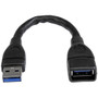 StarTech.com 6in Black USB 3.0 Extension Adapter Cable A to A - M/F - 6" USB Data Transfer Cable for Flash Drive, Notebook, Desktop - (Fleet Network)