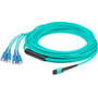 AddOn 30m MPO/UPC to 4xSC Duplex (8xSC)/UPC Aqua OM3 OFNR (Riser-Rated) 8-Strand Fiber Fanout Cable - 98.4 ft (30 m) Fiber Optic Cable (Fleet Network)