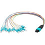 AddOn 30cm MPO/UPC (Male) to 12xLC Duplex (24xLC)/UPC OM3 OFNR (Riser-Rated) 12-Strand Fiber Fanout Cable - 11.8" (300 mm) Fiber Optic (Fleet Network)