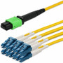 AddOn 20m MPO/APC to 6xLC/UPC Duplex Yellow OS2 OFNR (Riser-Rated) 12-Strand SMF Fiber Fanout Cable - 65.6 ft (20 m) Fiber Optic Cable (ADD-MPO-6LC20M9SMF)