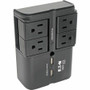 Tripp Lite series Protect It! SK40RUSBB Surge Suppressor/Protector - 4 x NEMA 5-15R - 1.80 kVA - 1080 J - 120 V AC Input - 5 V DC - A (Fleet Network)