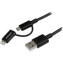 StarTech.com 1m (3 ft) Black Apple 8-pin Lightning Connector or Micro USB to USB Combo Cable for iPhone / iPod / iPad - 3.3 ft Data PC (Fleet Network)
