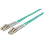 Intellinet Fiber Optic Patch Cable, OM3, LC/LC, 5m, Aqua, Duplex, Multimode, 50/125 &micro;m, LSZH, Fibre, Lifetime Warranty, Polybag (Fleet Network)