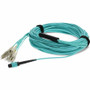 AddOn 50m MPO/UPC to 4xLC/UPC Duplex Aqua OM3 OFNR (Riser-Rated) 8-Strand Fiber Fanout Cable - 164 ft (50 m) Fiber Optic Network Cable (Fleet Network)