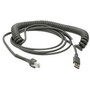 Zebra Cable - USB: Series A Connector, 9ft. (2.8m) Coiled - 9 ft (2.74 m) USB Data Transfer Cable - First End: 1 x 4-pin USB Type A - (Fleet Network)