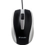 Verbatim Corded Notebook Optical Mouse - White - Optical - Cable - Silver - USB Type A - Scroll Wheel - 3 Button(s) - 1 Each (99741)