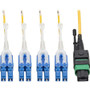 Tripp Lite series N390-03M-8LC-AP MTP/MPO to 8xLC Singlemode Breakout Patch Cable, Yellow, 3 m - 10 ft (3.05 m) Fiber Optic Network - (Fleet Network)