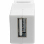 Tripp Lite series USB 2.0 All-in-One Keystone/Panel Mount Coupler (F/F), White - 1 x Type A USB 2.0 USB Female - 1 x Type A USB 2.0 - (U060-000-KP-WH)