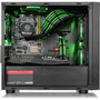 Thermaltake Versa H18 TG Computer Case - Micro Tower - Black, Blue - Tempered Glass, SPCC - 4 x Bay - 0 - Micro ATX, Mini ITX - 5 x - (CA-1J4-00S1WN-01)