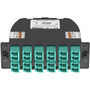 Panduit QuickNet Fiber Optic Duplex Network Adapter - 2 x MTP/MPO Network Male - 12 x LC Cassette Female - Aqua - 1 (FC2ZO-24-10AF)