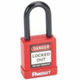 Panduit PSL-8 Padlock - 0.26" (6.60 mm) Shackle Diameter - Aluminum, Plastic, Steel - Red - 1 (Fleet Network)