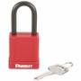 Panduit PSL-8 Padlock - 0.26" (6.60 mm) Shackle Diameter - Aluminum, Plastic, Steel - Red - 1 (PSL-8)