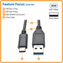 Tripp Lite U428-003 USB Data Transfer Cable - 3 ft USB Data Transfer Cable for Smartphone, Tablet, Computer - First End: 1 x Type C - (U428-003)
