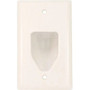 Monoprice Datacomm 1-Gang Recessed Low Voltage Cable Wall Plate, White - 1-gang - White - Polyvinyl Chloride (PVC) (Fleet Network)