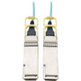 Tripp Lite series QSFP28 to QSFP28 Active Optical Cable - 100GbE, AOC, M/M, Aqua, 20 m (65.6 ft.) - 66 ft (20.12 m) Fiber Optic Cable (Fleet Network)