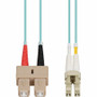 AddOn 3m SC to LC Aqua OM4 Duplex OFNP (Plenum-Rated) Fiber Patch Cable - 9.8 ft (3 m) Fiber Optic Network Cable for Network Device - (Fleet Network)