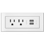 Legrand Furniture Power 2-Outlet with USB-A Unit -10' Cord- White - 125 V AC / 15 A Rectangular Flange Mount, Tabletop (RDZWH10)