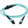 AddOn 9m MPO/UPC to 2xMPO/UPC Aqua OM4 LSZH 16-Strand Fiber Fanout Cable - 29.5 ft (9 m) Fiber Optic Network Cable for Network Device (ADD-16FMPO-2MPO9M5OM4LZ)