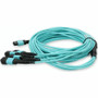 AddOn 3m MPO-16/UPC to 4xMPO/UPC Aqua OM4 OFNR (Riser-Rated) 16-Strand Fiber Fanout Cable - 9.8 ft (3 m) Fiber Optic Network Cable for (ADD-16FMPO-4PO3M5OM4)