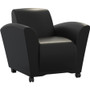 Safco Santa Cruz Mobile Lounge Chair - Black Seat Color - Leather Seat Material - Black Back Color - Leather Back Material - Base - - (Fleet Network)