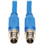 Tripp Lite series NM12-6A1-05M-BL M12 X-Code Cat6a 10G Ethernet Cable, M/M, Blue, 5 m (16.4 ft.) - 16.4 ft (5 m) Category 6a Network - (NM12-6A1-05M-BL)