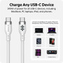Targus HJ4001WHGL HyperJuice 240W USB-C to USB-C Silicone Cable - 3. 3ft (1m) - White - Tangle Resistant
