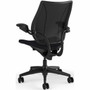 Humanscale L113BJ10CL57NFSSNSC Liberty Task Chair - Midnight Leather/Foam Seat - Mesh Back - Black Frame - 5-Star Base - 400 lb Capacity