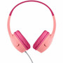 Belkin AUD010FQPK SoundForm Mini Wired On-Ear Kids Headphones - Stereo - Noise Cancelling - 3.5mm & USB-C - Pink - Waterproof
