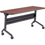 Safco Flip-N-Go Rectangular Training Table - Biltmore Cherry Rectangle Top - Black Base - 150 lb (68.04 kg) Capacity - 60" (1524 mm) x (Fleet Network)