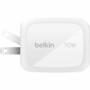 Belkin WCH018dqWH BoostCharge Pro 70W GaN Wall Charger - 3-Port - 2x USB-C - 1x USB-A - Foldable Prongs - White - US
