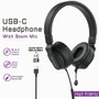 Maxell USB-C Headphone With Boom Microphone Stereo Wired USB Type C Over-the-head On-ear Binaural Supra-aural kHz Mic Hz To W/ 197304