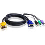 ATEN Combo kVM Cable - 10 ft (3.05 m) KVM Cable - First End: 1 x 15-pin HD-15 - Male - Second End: 1 x 15-pin HD-15 - Male, 1 x 6-pin (Fleet Network)