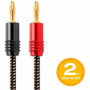 Monoprice Speaker Wire, Braided with Banana Plugs, 2-Conductor, 14AWG, 10ft, 2 Pack - 10 ft (3.05 m) Audio Cable for Speaker - First 1 (34309)