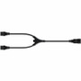 Monoprice 35117 Standard Power Cord - Heavy Duty 12 Gauge 20A 125V - 2 ft Black IEC C20 to 2x C19 - ETL Rated