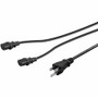 Monoprice Splitter Cord - For Computer, Surge Protector, UPS - 16 Gauge - 120 V AC / 13 A, 230 V AC - Black - 3 ft (0.91 m) Cord - / (Fleet Network)