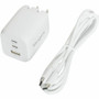 Targus APA11606TT 65W Multi-Port GaN Wall Charger - 3-Port - 2x USB-C - 1x USB-A - 120-230V AC Input - Foldable Prongs - White