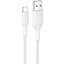 Belkin BoostCharge Pro Braided USB-A to USB-C Cable 15W, 6.6ft/2m, White - 6.6 ft (2 m) USB-C/USB-A Data Transfer Cable for iPhone, - (Fleet Network)