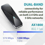 D-Link DWA-X1850-B1 IEEE 802.11a/n/ac/ax Dual Band Wi-Fi Adapter for Desktop Computer, Notebook - USB 3.2 Gen 1 - 1.17 Gbit/s - 2.40 - (DWA-X1850-B1-CA)