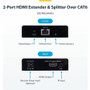 StarTech.com 2-Port HDMI Extender and Splitter Over CAT6, 4K 60Hz, Up to 230ft (70m), 1x2 HDMI over Ethernet Distribution Kit, 1 In 2 (4K7012IC-EXTEND-HDMI)