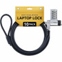 StarTech 10-Pack 3-in-1 Dual-Access Laptop Lock, 6.6ft (2m) Keyed Alike/Combination for Noble Wedge&reg;/Nano/K-Slot; Anti-Theft, TAA (Fleet Network)