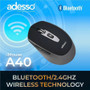 Adesso iMouse A40 - Optical - Wireless - 30 ft (9144 mm) - Bluetooth/Radio Frequency - 2.40 GHz - Black - USB - 2400 dpi - Scroll - 6 (IMOUSE A40)