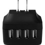 StarTech.com Travel USB Wall Charger - 4 Port - Black - Universal Travel Adapter - International Power Adapter - USB Charger - 120 V V (USB4PACBK)