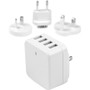 StarTech.com Travel USB Wall Charger - 4 Port - White - Universal Travel Adapter - International Power Adapter - USB Charger - 120 V V (Fleet Network)