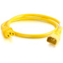 C2G 6ft 14AWG Power Cord (IEC320C14 to IEC320C13) - Yellow - For PDU, Switch, Server - 250 V AC Voltage Rating - 15 A Current Rating - (Fleet Network)