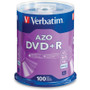 Verbatim AZO DVD+R 4.7GB 16X with Branded Surface - 100pk Spindle - 2 Hour Maximum Recording Time (Fleet Network)