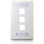 C2G 3 Socket Keystone Network/Multimedia Faceplate - 3 x Socket(s) - White (Fleet Network)