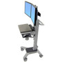 Ergotron Neo-Flex Dual WideView WorkSpace Cart - 18.14 kg Capacity - 4 Casters - Aluminum, Plastic, Steel - Gray (Fleet Network)