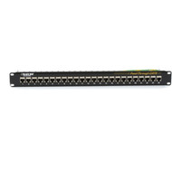 Black Box CAT6 Patch Panel - Feed-Through 1U Shielded 24-Port - 24 Ports - 24 x RJ-45 - 1U High - 19 Wide - Rack-mountable - TAA JPM814A