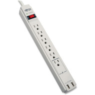 Tripp Lite 6-outlet 2100J Surge Protector - 6 x NEMA 5-15R 2 x USB - 188 kVA - 990 J - 125 V AC Input - 5 V DC Output TLP606USB