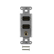 Stainless steel decora strap - 2x HDMI  1x F-Type FN-WPK-DS-HD2F